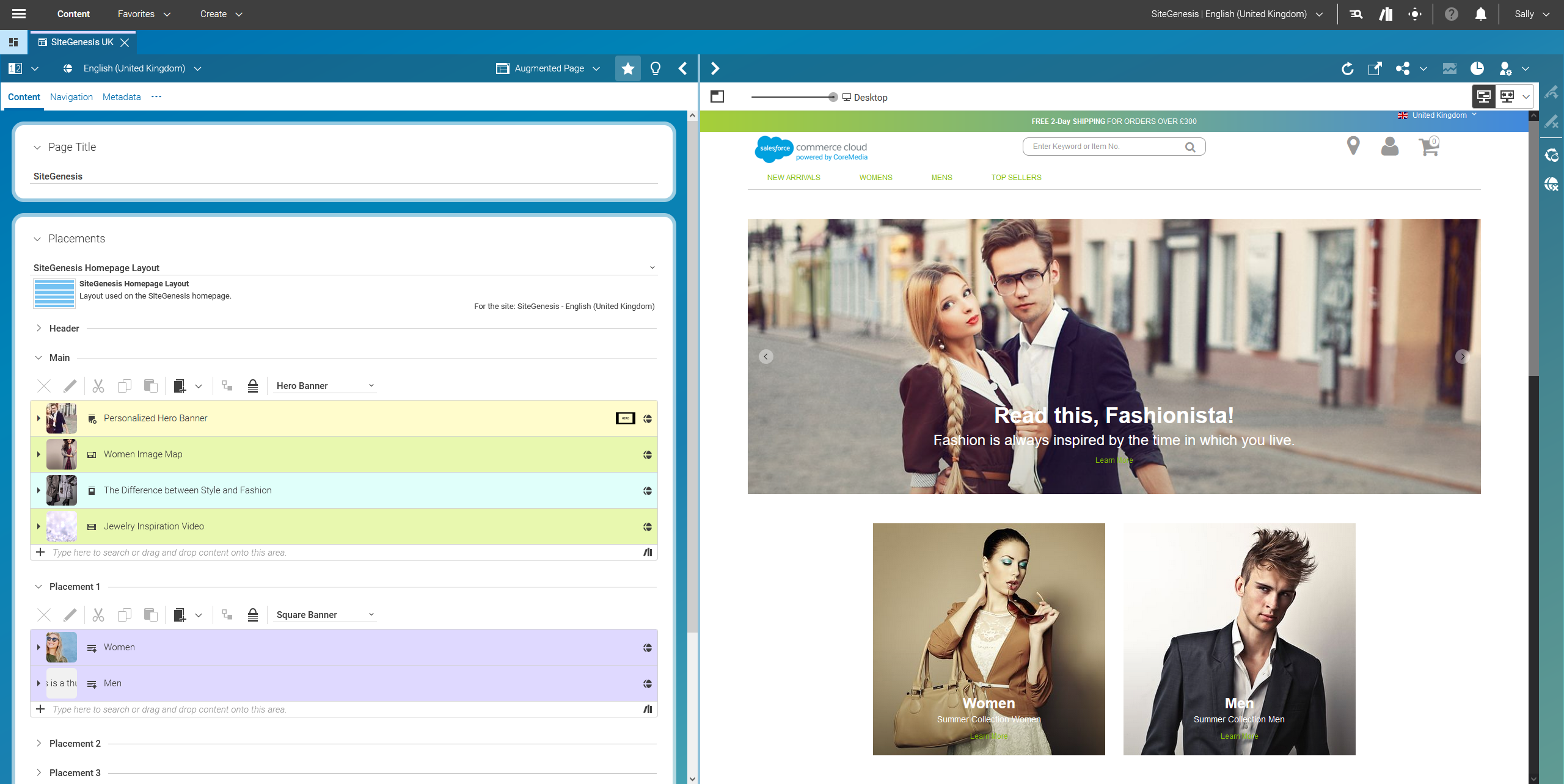 The integration of CoreMedia with Salesforce Commerce Cloud in CoreMedia Studio