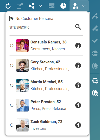 Selecting Customer Personas to test Personalized Content and User Segment content items