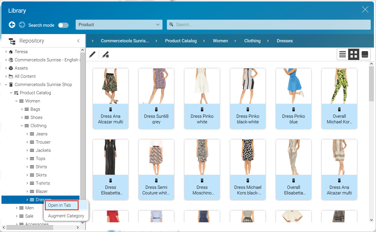 Open Category in tab