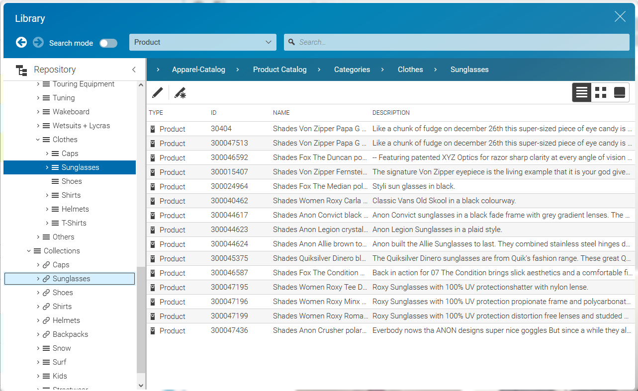 Library tree with multiple occurrences of the same category
