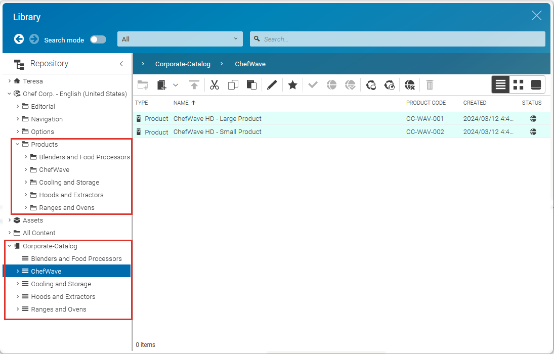 CoreMedia product catalog as content