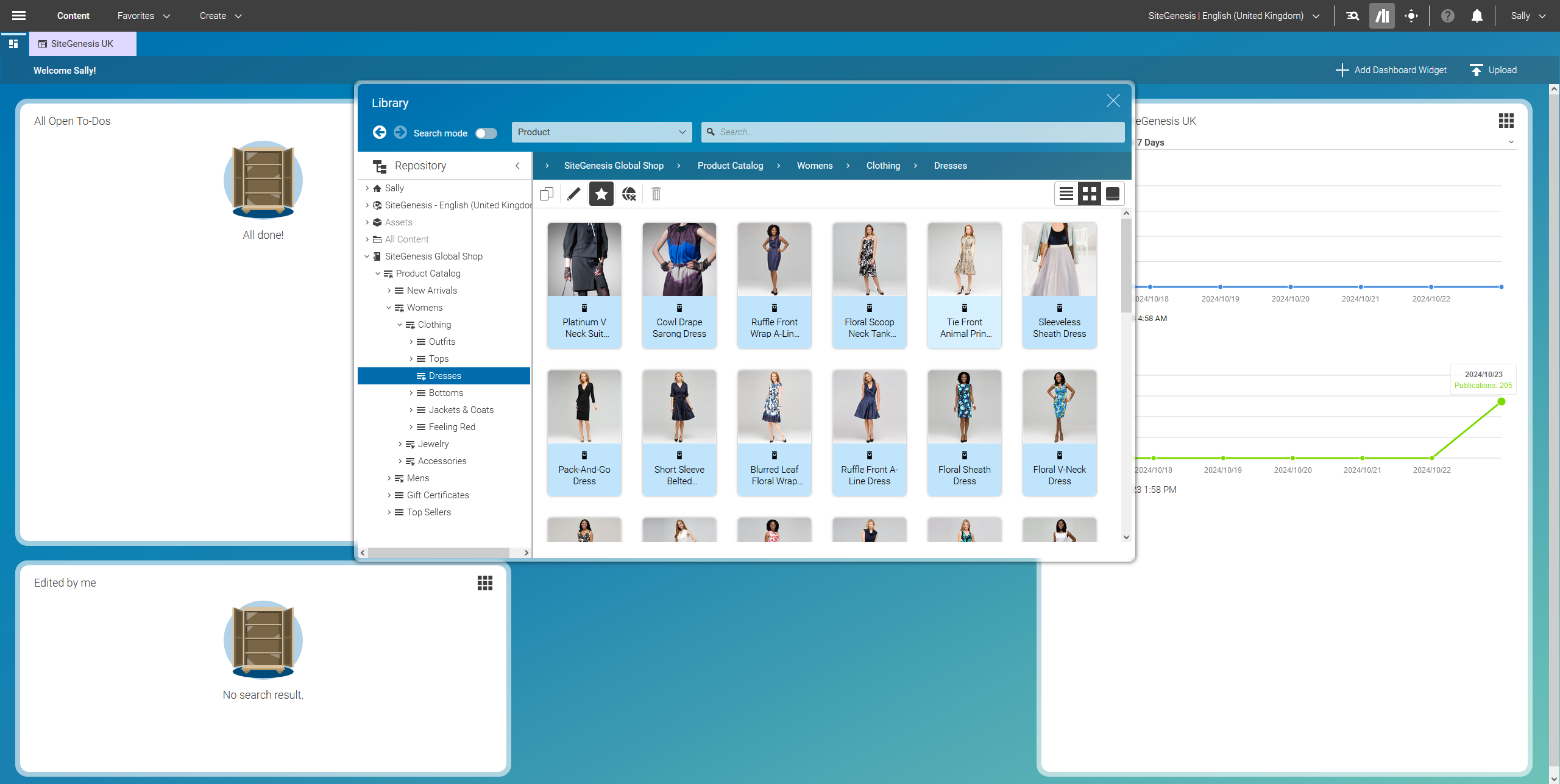 Library with catalog in the tree view
