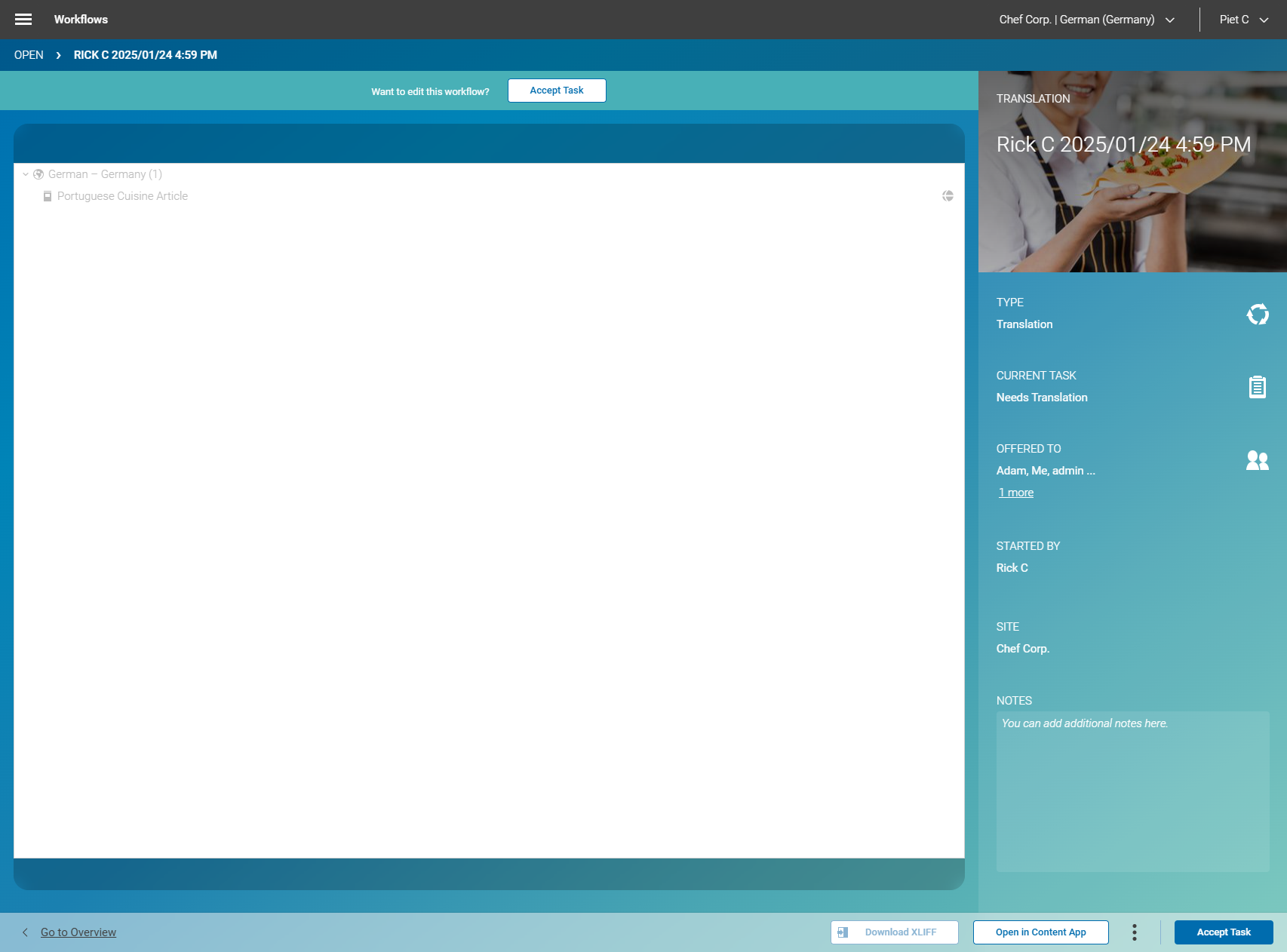 Opened workflow in Workflow app
