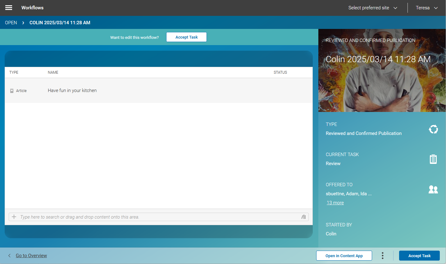 Details of the workflow before review