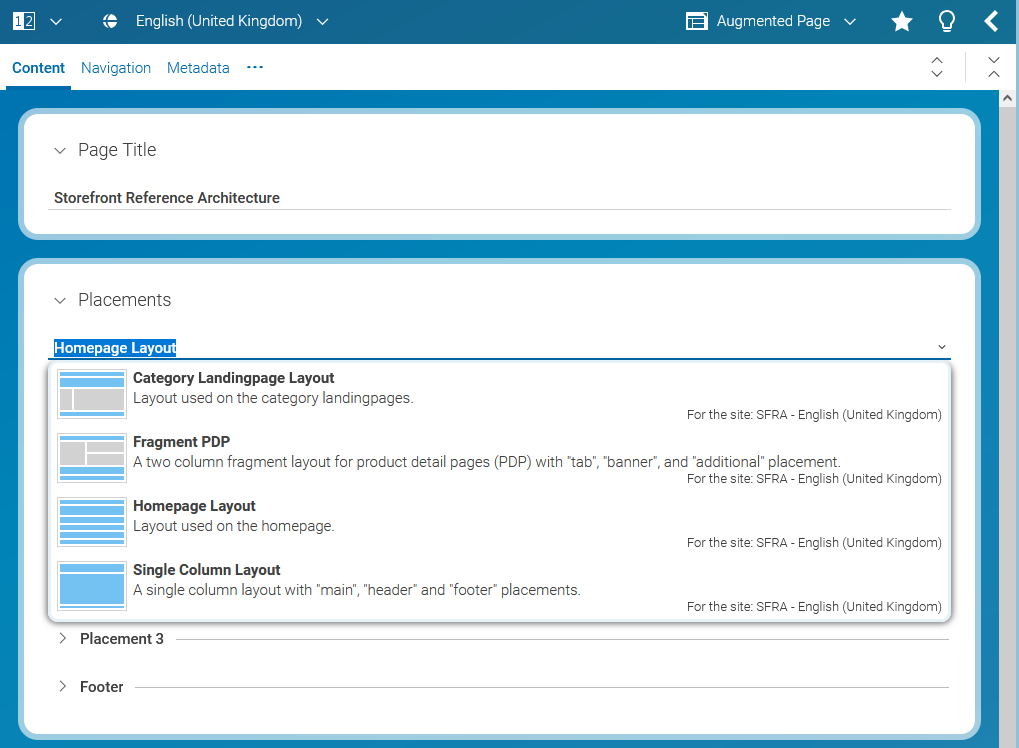 Choosing a page layout for a shop page