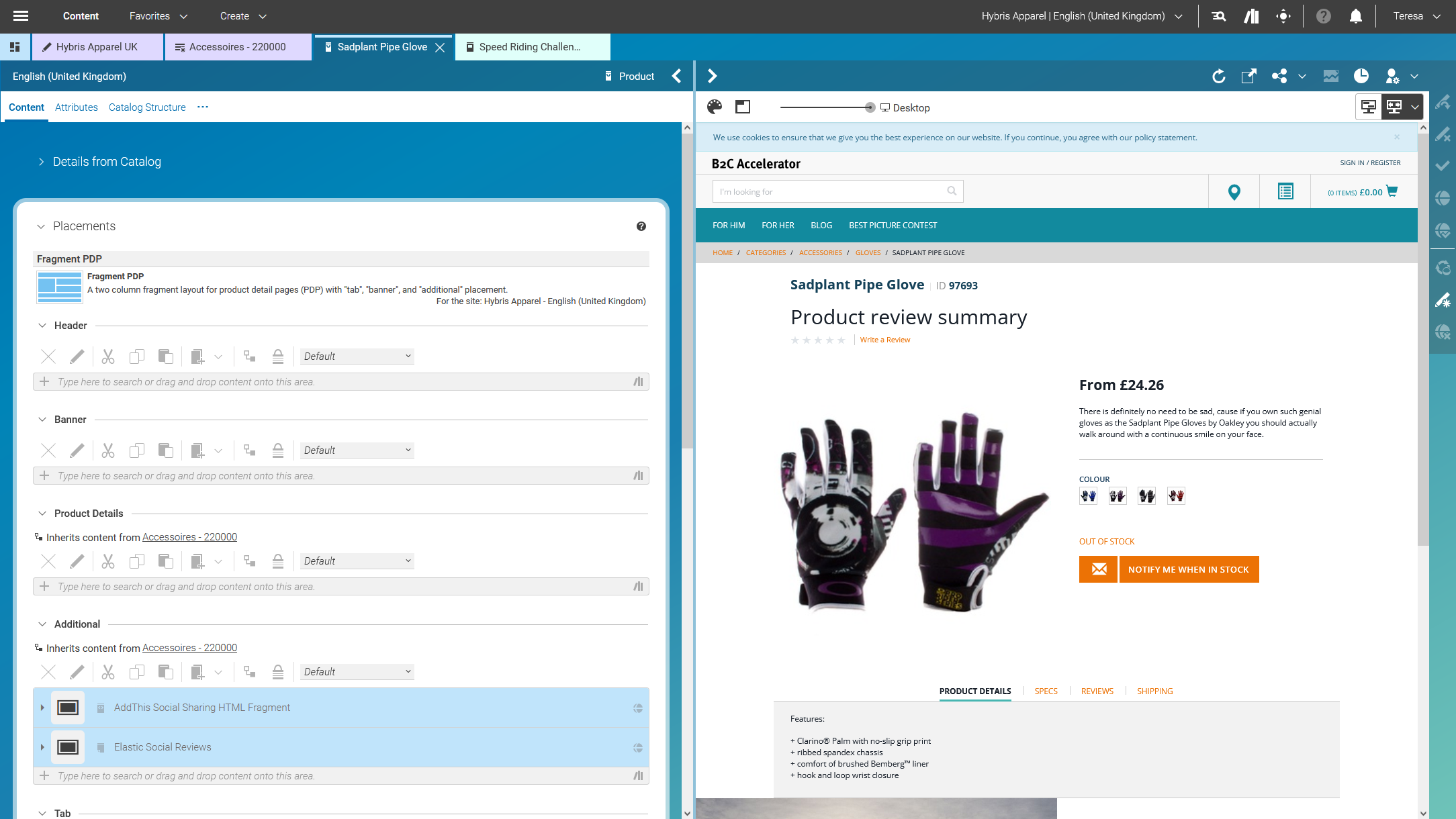 Product in tab preview
