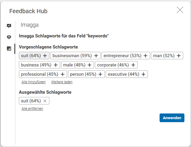 Schlagworte aus dem externen System