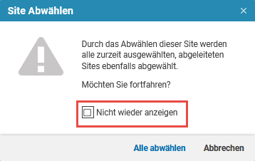 Warnung für ausgeschlossene Unter-Sites