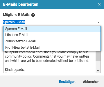 Bearbeiten der aktuellen E-Mail