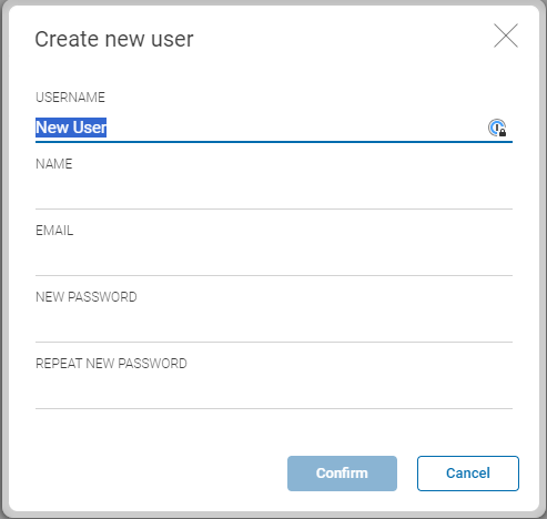 Create new user popup windows