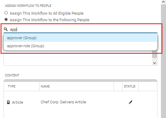 Selecting a group or user