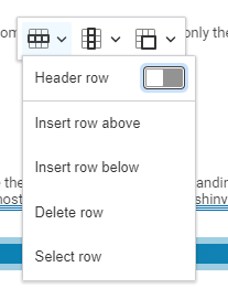 Edit rows menu