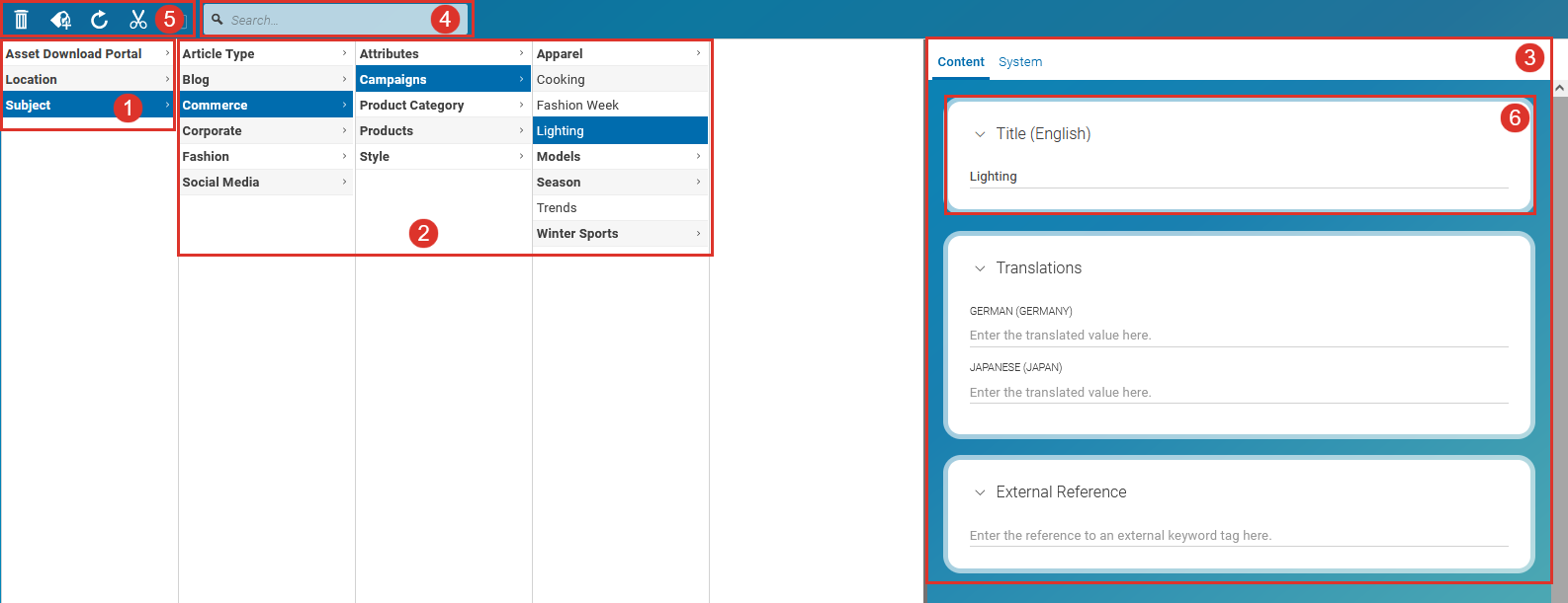 The taxonomy editor