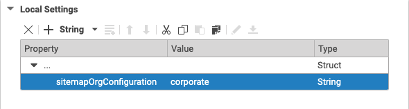 Selection of a sitemap setup