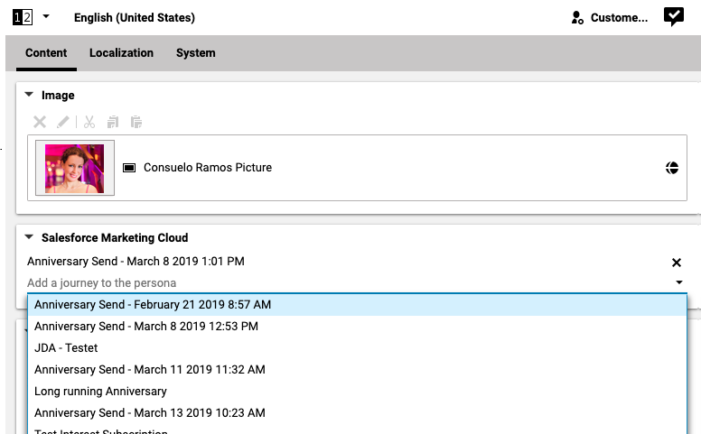 Adding SFMC Journeys in personalization preview personas