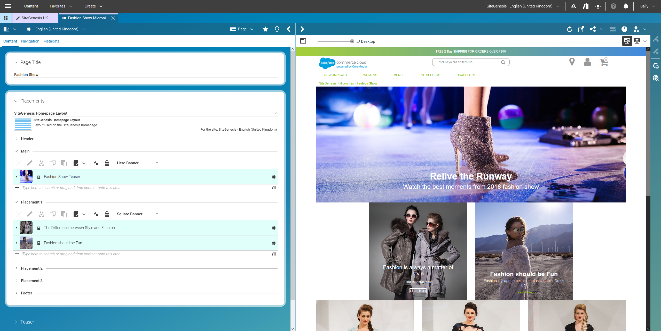 Creating content-driven landing pages within the Salesforce storefront