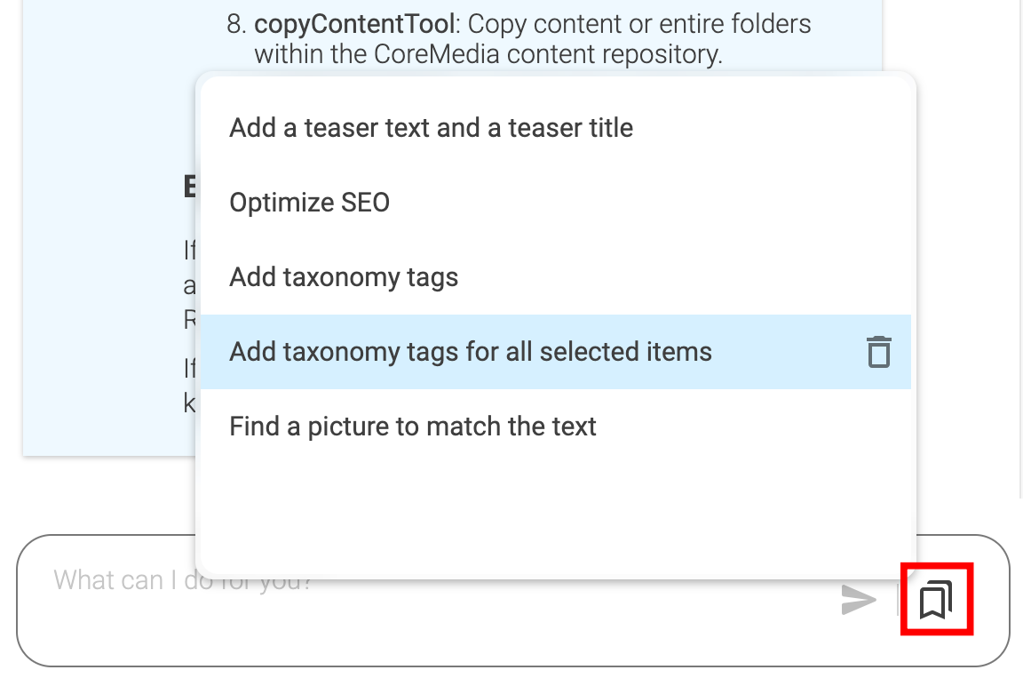 Saved Prompts menu