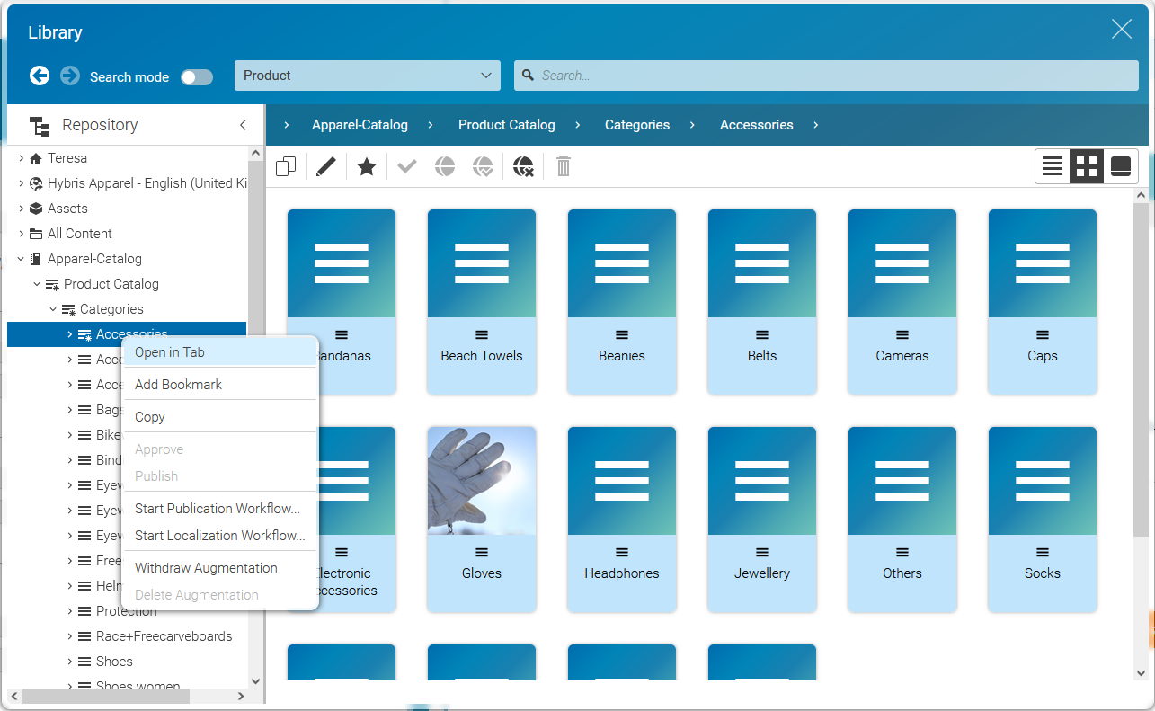 Open Category in tab