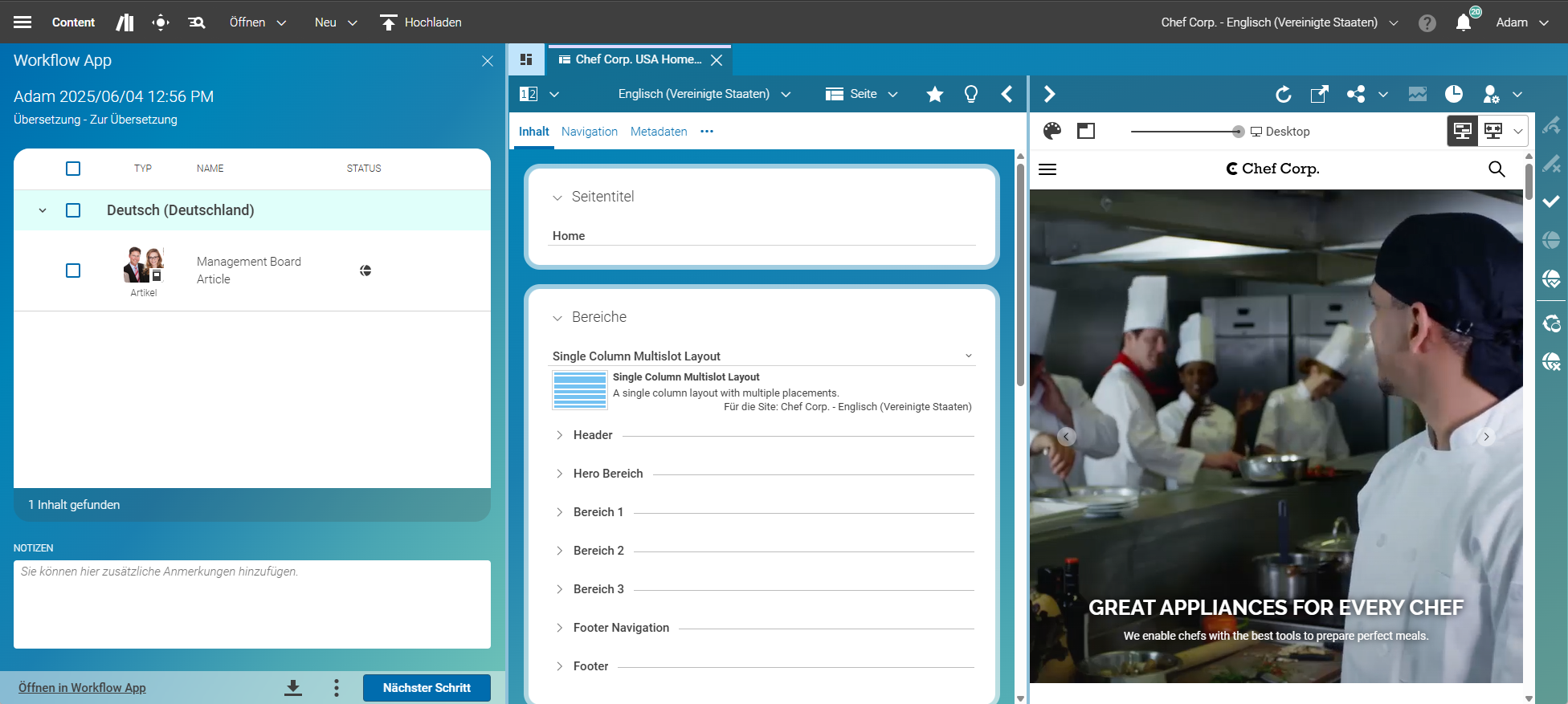 Workflow App im Split-Mode
