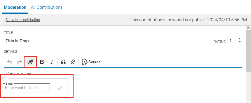 Add word to blocklist
