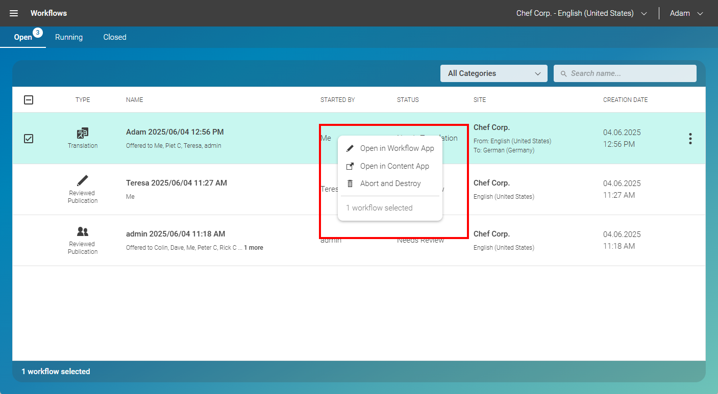 Aborting translation workflow in Workflow App