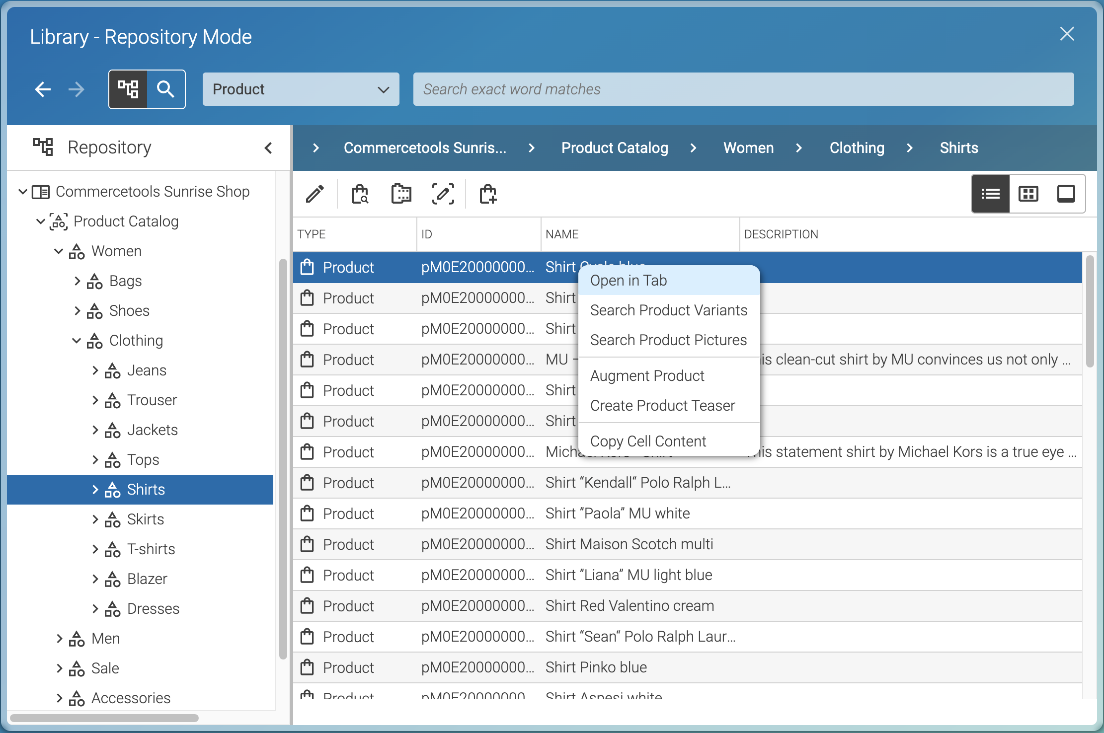 Open Product in tab