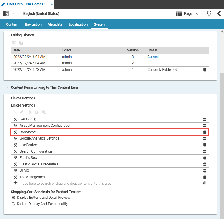 Robots.txt settings
