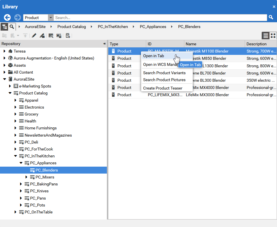 Open Product in tab