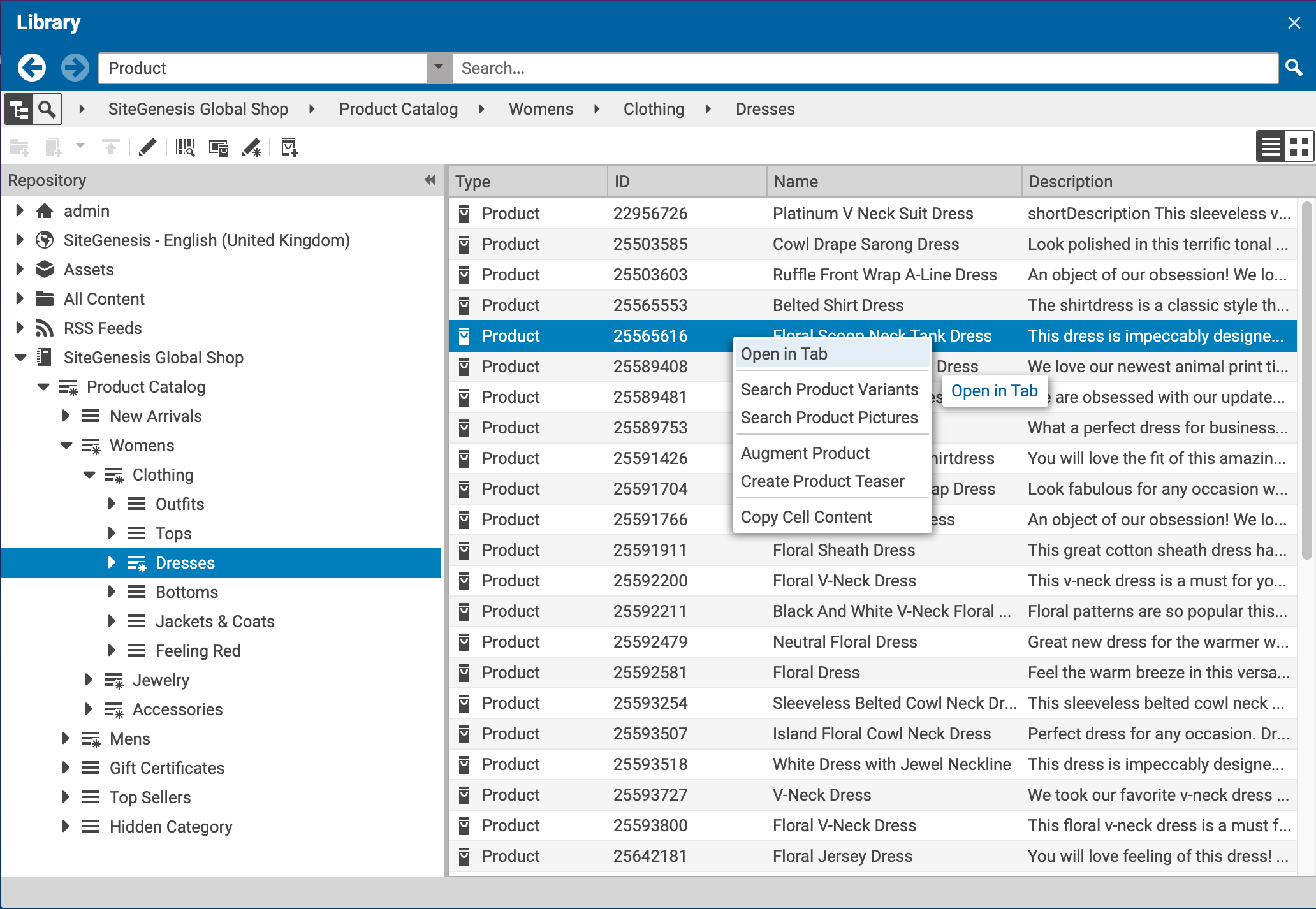 Open Product in tab