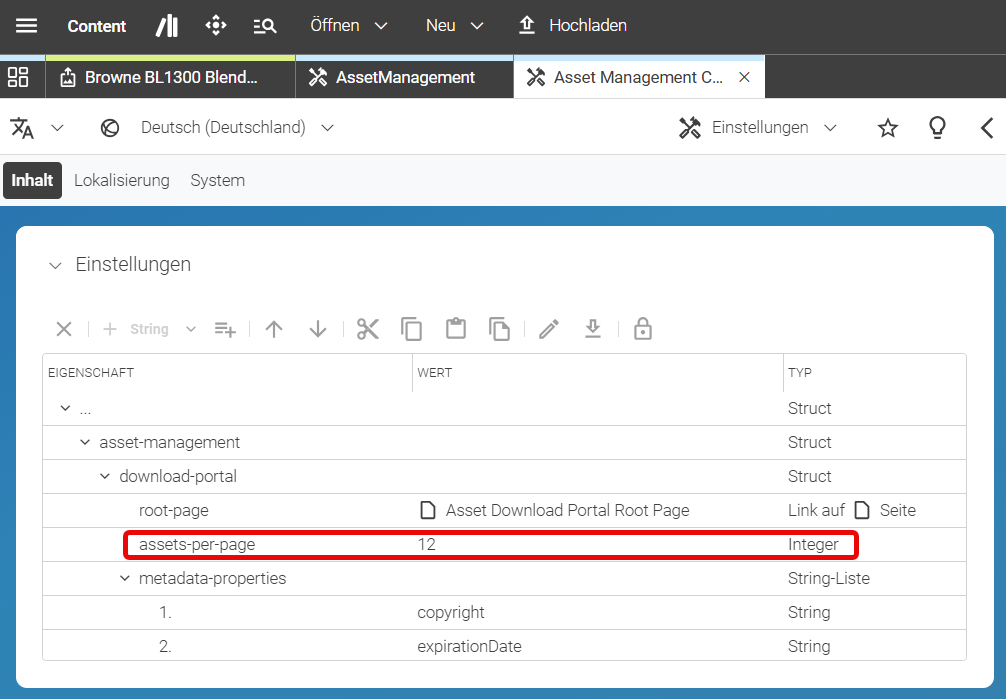 Konfiguration des Download Portal