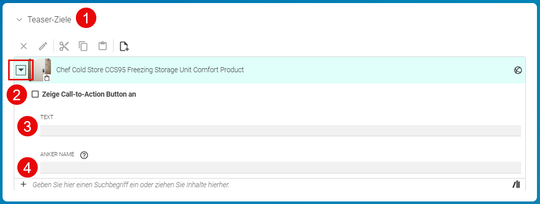 Call-to-action Schaltfläche in Teaser Inhalt