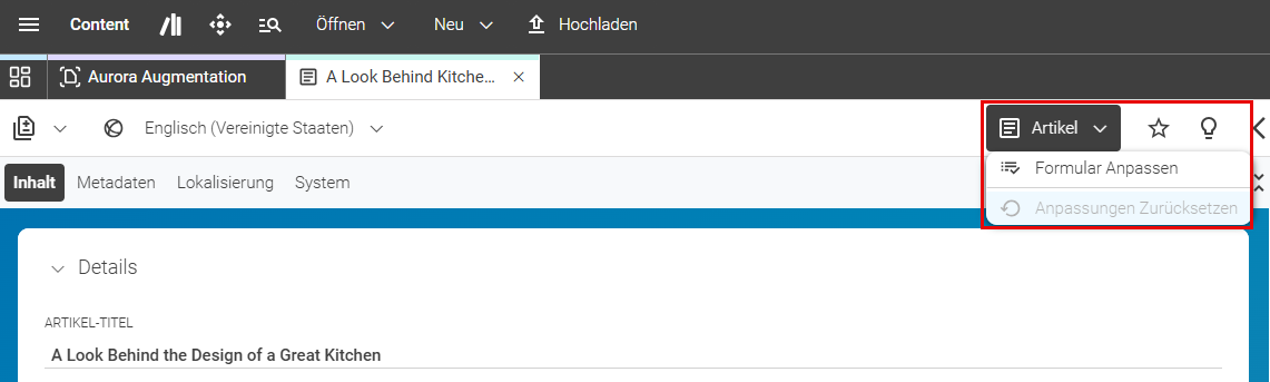 Formular Anpassen Schaltfläche