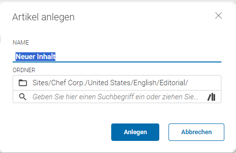 Artikelerstellung