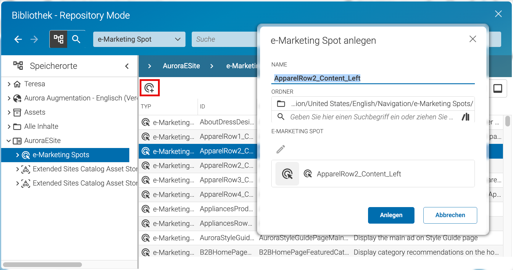 e-Marketing Spot erstellen