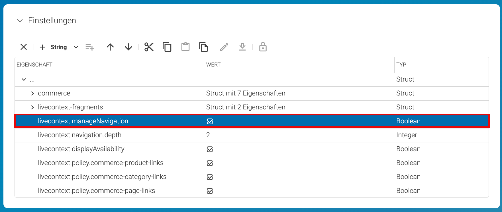 Bearbeiten der Navigation aktivieren