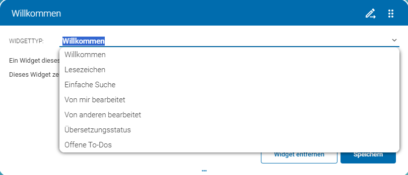 Widget im Konfigurationsmodus