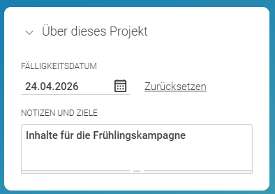 Über dieses Projekt Abschnitt eines Projekts