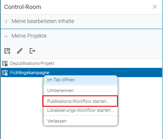 Publikations-Workflow starten