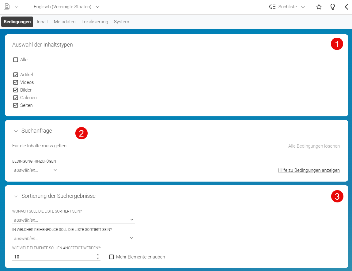 Der Suchlisten-Editor