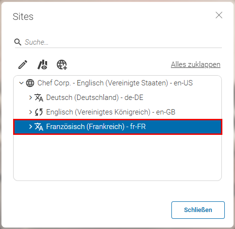 Abgeleitete Sites in der Sites-App