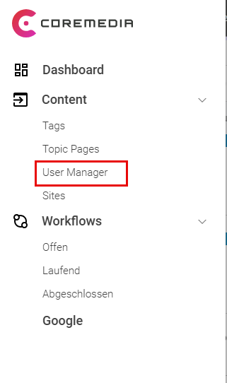 User Manager öffnen
