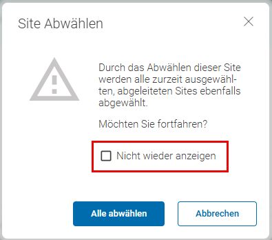 Warnung für ausgeschlossene Unter-Sites