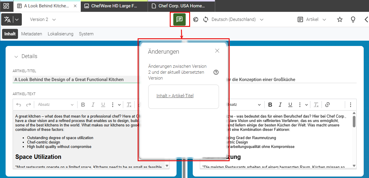 Vergleichsansicht für Übersetzung