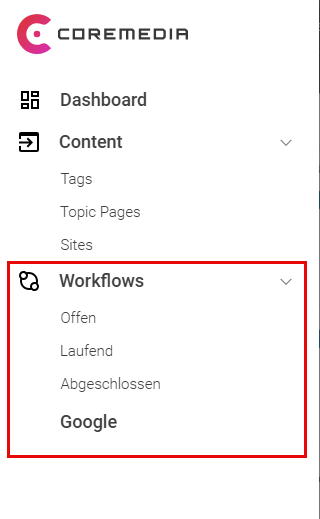 Starten der Workflow App aus dem Haupt-Menü