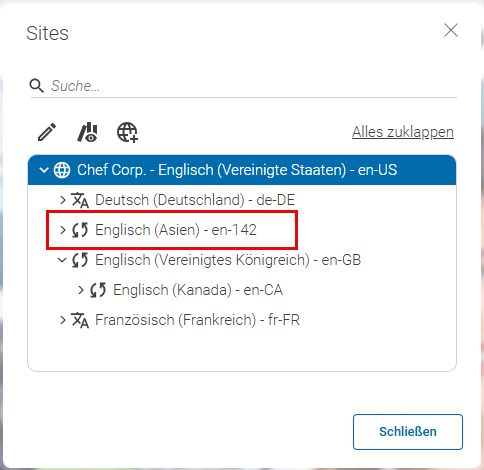 Abgeleitete synchronisierte Site