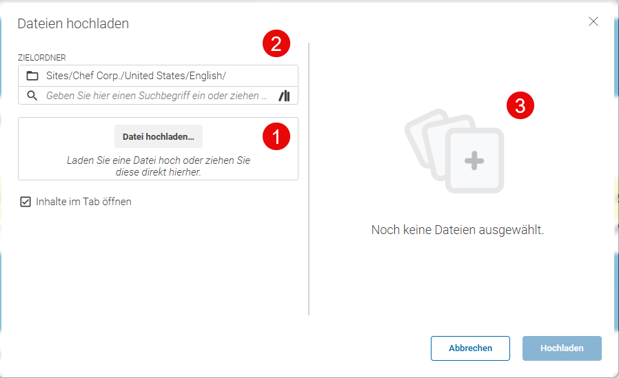 Hochladen Dialog