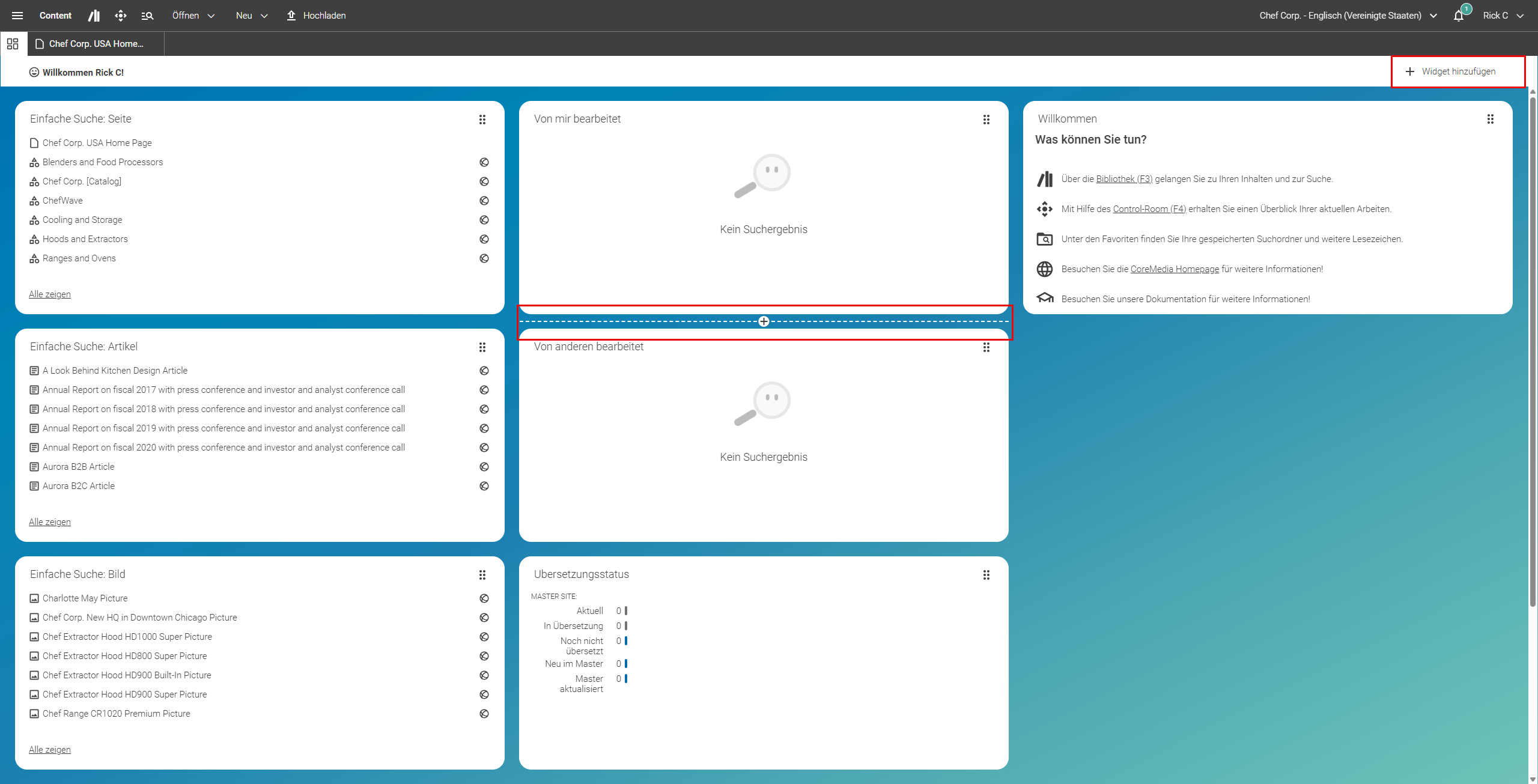 Widget hinzufügen