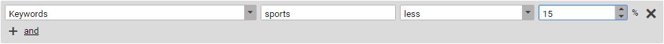 Percentage keyword condition example