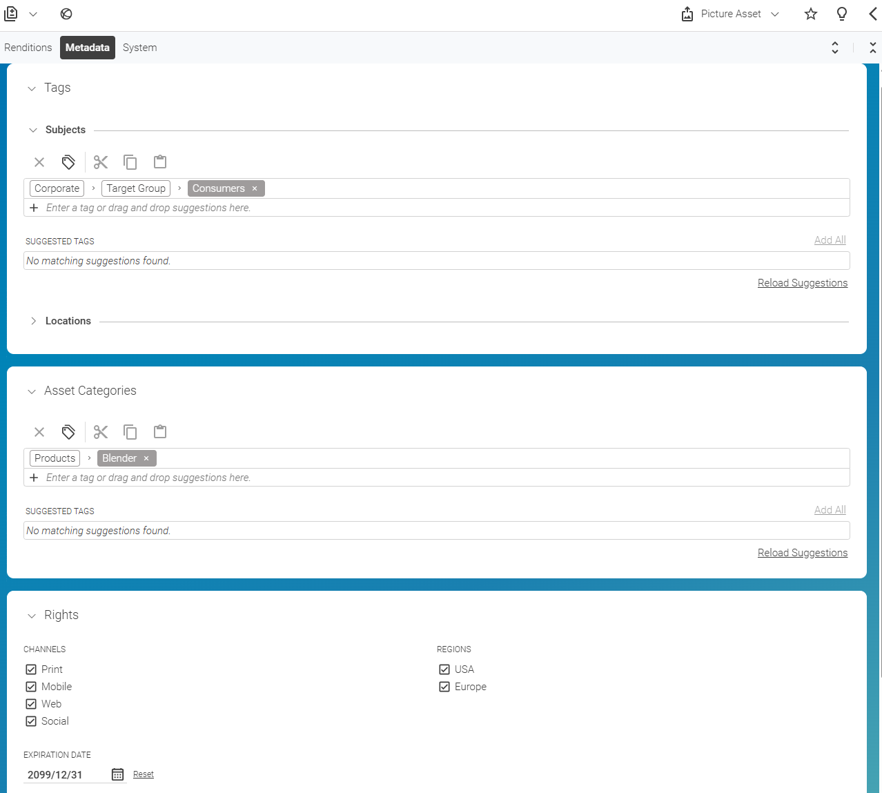Metadata for Assets