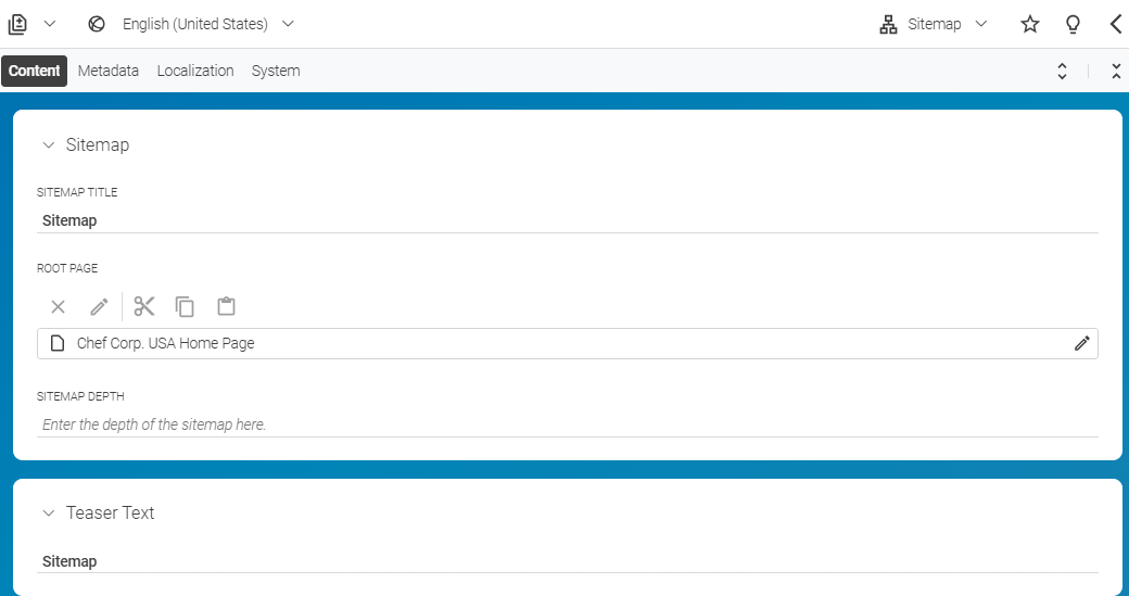 The Sitemap type